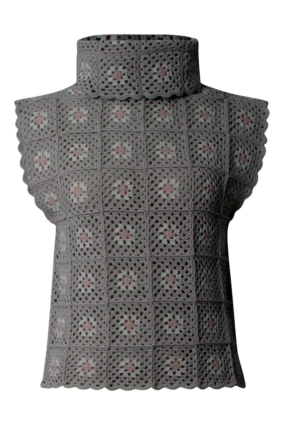 Transparent archive cutout of a grey modular crochet shell
