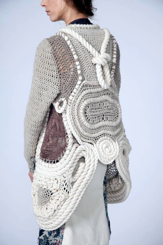 Archive image of a rope-integrated crochet and knit back construction